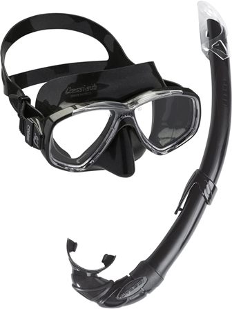 Cressi Perla Mare Set Maschera + Aeratore Snorkel col. NERO